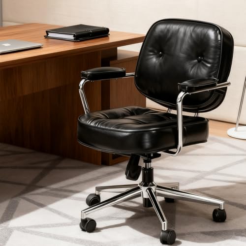 Daksan Cadeira de Escritório Executiva em Couro PU com Apoio Lomb...