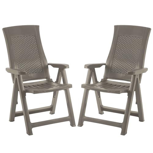 Miroytengo Pack 2 Sillones Plegables Muebles de Exterior Gold Estilo Práctico en Color Marrón 59x108x62 cm