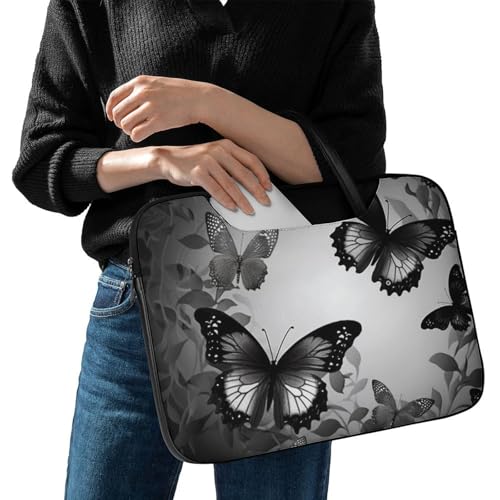 Bolsa para laptop 15.6 pulgadas impermeable cuero negro y gris miniatura 7