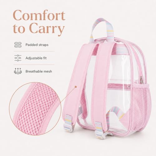 Image of ZENPUNK Clear Backpack for Stadium Events, 12x11x5 Stadium Clear Bag, Pink