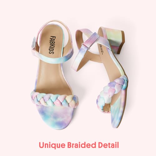Image of FabKids Girls Braided Open Toe Ankle Strap Flat Lightly Padded Sandals Summer Holiday Party Dress Shoes for Toddler Little Kid Big Kid