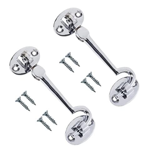 TERF® 100mm Heavy Duty Polished Chrome Cabin Door Hook and Eye Lock 100mm (4 inch) Cabinet Latch including Fixing Screw For Door Gate Window Closet Shed Latch