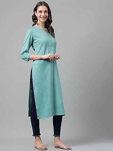 Image of NEEMIYA Striped Solid Kurta Round Nack