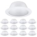 TORCHSTAR 12-Pack 6 Inch Classic White Recessed Light Trim, Step Baffle with Detachable Ring, Full Metal, for 6 Inch Recessed Can, Fit Halo/Juno Remodel Recessed Housing, White