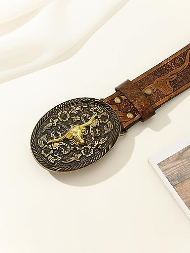 Image of Verdusa Women's Vintage Western Leather Buckle Belt