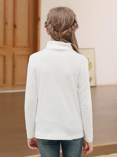 GORLYA 2 Pack Girls Turtleneck Long Sleeve Basic T-Shirt Mock Neck Soft Knit Slim Fitted Tee Tops Multipacks for 8-16Y2