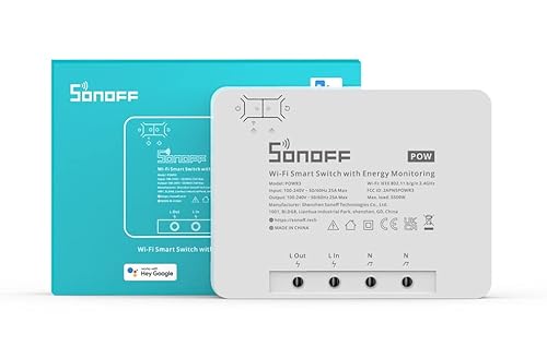 85-250V 16A MAX 3500W Smart Home WIFI Switch with Power Consumption Measurement Sonoff POW R2 - Control Lights and Appliances from Phone, Manage Energy for DIY Smart Home