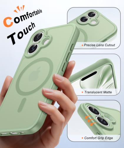 Image of FNTCASE for iPhone 16 Plus Case Light Moss: Compatible with MagSafe