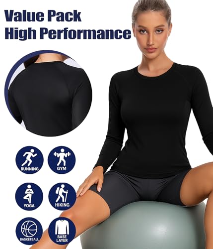 Compression Shirts Woman's Athletic Workout Undershirt Dry Fit T-Shirt for Gym Running Short Long Sleeve Tops4