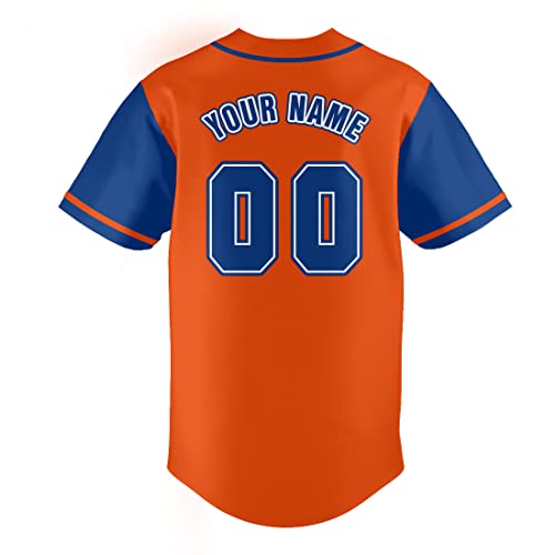 Custom Orange Baseball Jersey Button Down Shirt Customized Name Number Sports Uniform for Men/Women S-7XL miniatura 3
