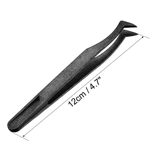 Uxcell Plastic Anti-Static Tweezers, Precision Curved Tip For Jewelry Craft Diy Beauty Electronics Repair Tool Black 10 Pcs #TOP2