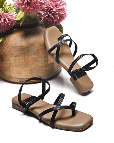 Image of SilverArrow womens Breeza Flat Sandal, Fashion Sandals with Strap, Suitable for Fusion Outfit