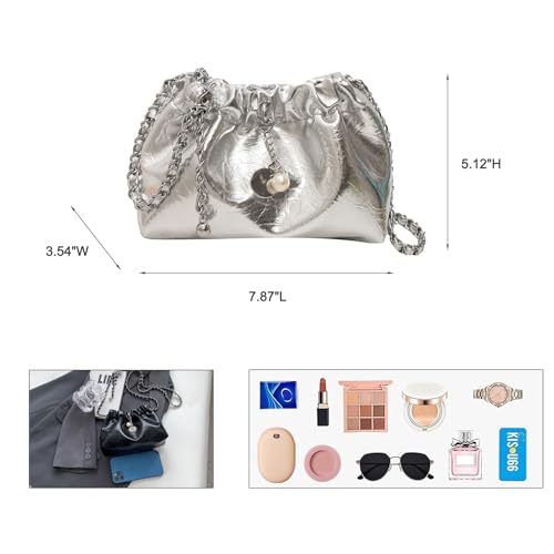 Women's Cloud-Shaped Dumpling Bag Crossbody Purse, Designer Cloud Clutch Purse Ruched Bag with Adjustable Shoulder Strap4