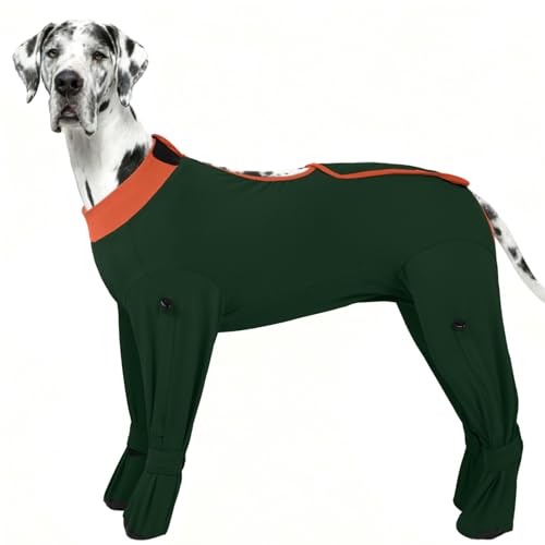 Image of ROZKITCH Dog Recovery Suit for Abdominal Wounds & Post-Surgery, Full Coverage Bodysuit with Feet Covered, Anti-Licking Shedding & Wound Protection, e-Collar Alternative for Extra Large Dog Green 4XL