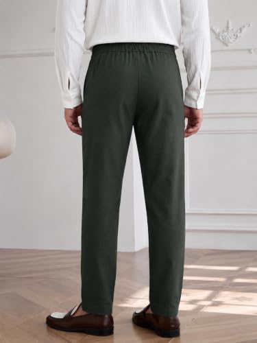 Image of TOPLOT Men's Cotton Casual Trouser | Elegant Pleated Front with Dual-Button Waistband | Comfortable Stretch Elasticity for Easy Movement | Tapered Ankle Finish | Casual & Office Wear (5277)
