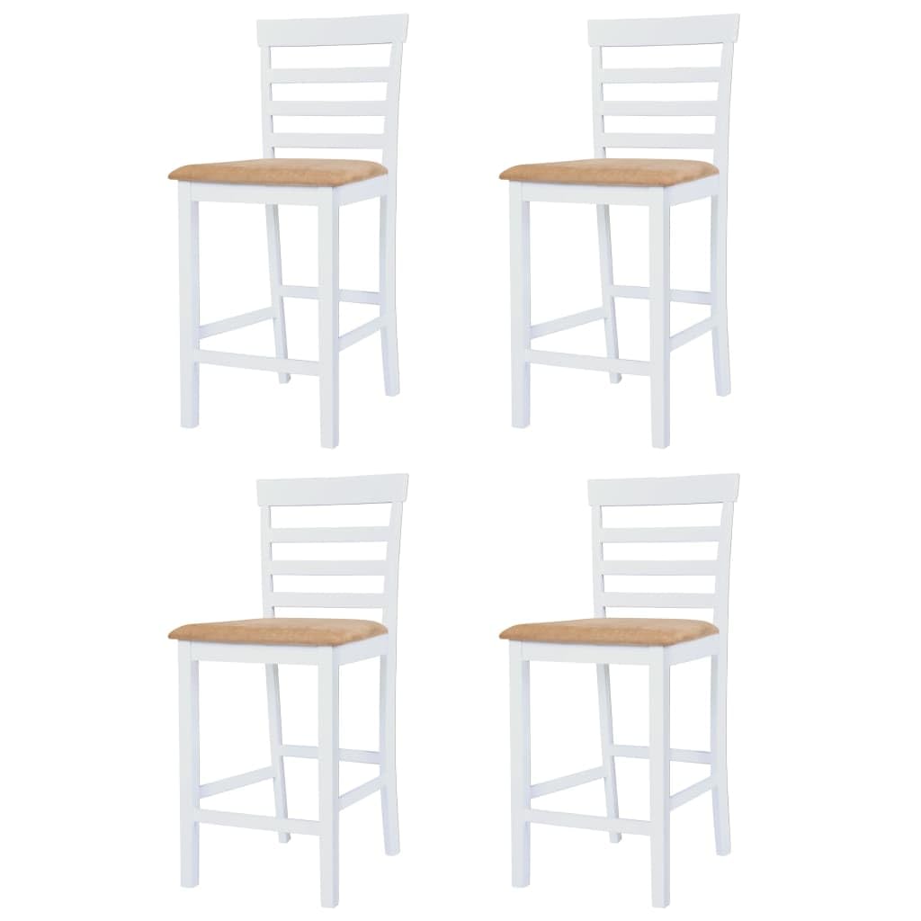 Mesa de bar con sillas de madera maciza de 5 piezas, color marrón y blanco, juego de comedor para muebles de comedor con 1 mesa y 4 sillas, conjunto de muebles para terraza, balcón, comedor