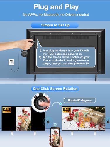 Image of 2026 Upgraded 4K Wireless HDMI Display Dongle Adapter - HDMI Wireless Miracast AirPlay Dongle - Screen Mirroring Extender Video /Audio Streaming from Laptop /PC /Smartphone to HDTV /Projector /Monitor