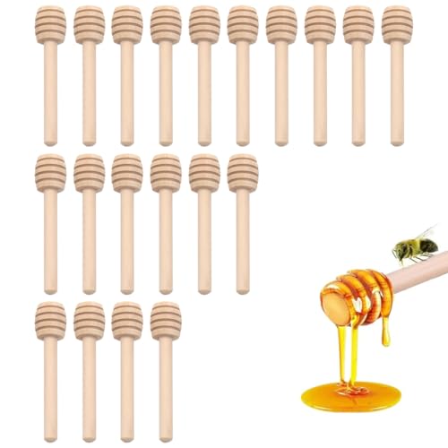 WUYJI Cucchiai per miele 20 cucchiaini per miele in legno, a spirale,lunghi 8,5 cm, adatti per marmellate,mini cucchiaini per miele,sciroppi al miele