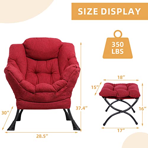 Sillón Lazy Plegable con Ottoman Rojo miniatura 2