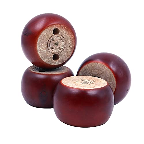 Shiwaki Pack of 4 Red-brown Furniture Legs Wooden Round Bun Feet 3in Dia 2in Tall Replacement for Sofa Chair, Loveseat, Dresser Foot
