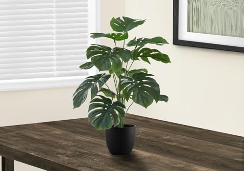 Image of Dekorly Fake Plants Artificial Floor Plants Large Tropical Palm Tree Monstera in Pot Faux Trees for Indoor Outdoor Home (Monstera | Black Pot, Pack of One)