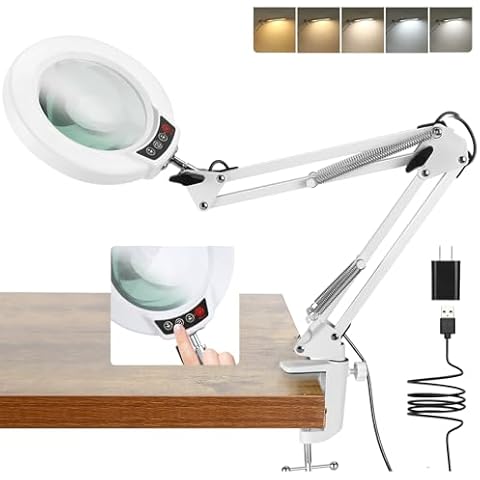 10X Magnifying Glass with Light and Clamp Cover