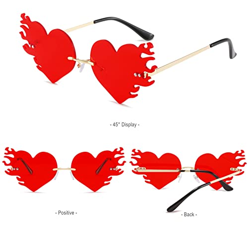 Hot Fire Flame Sunglasses Rimless Devil Shape Glasses Party Prom Halloween Costume Accessories for Women and Men4