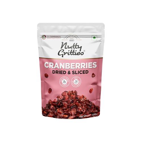 Image of Nutty Gritties Dried US Cranberries 200g | Cranberry, Healthy Snack for kids and adults | Resealable Pouch