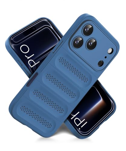 Image of WOW IMAGINE Ultimate Silicone Back Cover Case for iPhone 17 Pro | Heat Dissipation Thin Soft TPU | 360 Camera Protection | Breathable Cooling Holes - Deep Blue