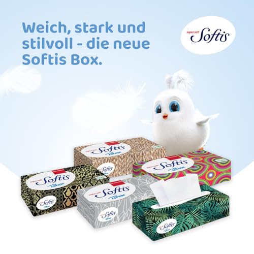 Softis Box 4-lagige Taschentücher – 10 Boxen Dermatologisch Getestete Hautverträglichkeit, Extrasanfte Taschentücher im Praktischen Spender, FSC-zertifiziert