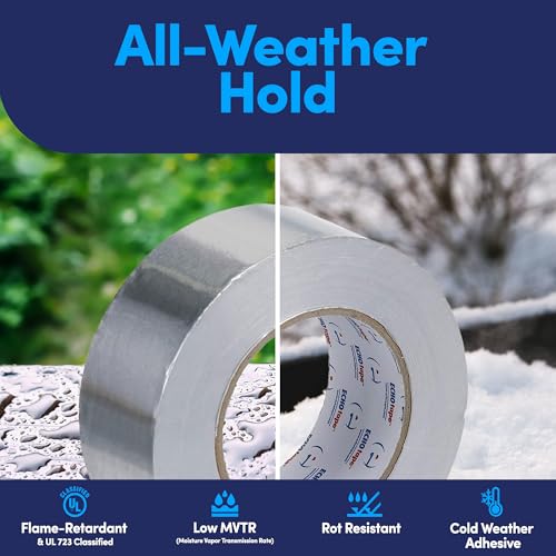 Image of ECHOtape MT-A7772 | All Weather Aluminum Foil Tape | Indoor-Outdoor Tape | Vapor Sealing Tape | FSK Seaming Tape | Silver Tape | Sealing Tape | Patching Tape | Seam Tape | 2.83 in x 50 yds
