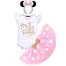 FYMNSI Baby Mädchen Mein 1. Geburtstag Outfit Minnie Maus Kostüm Gepunktet Tütü Rock Baumwolle Kurzarm Body Strampler mit Ohr Stirnband 3tlg Bekleidungsset Fotoshooting Rosa 1 Jahr