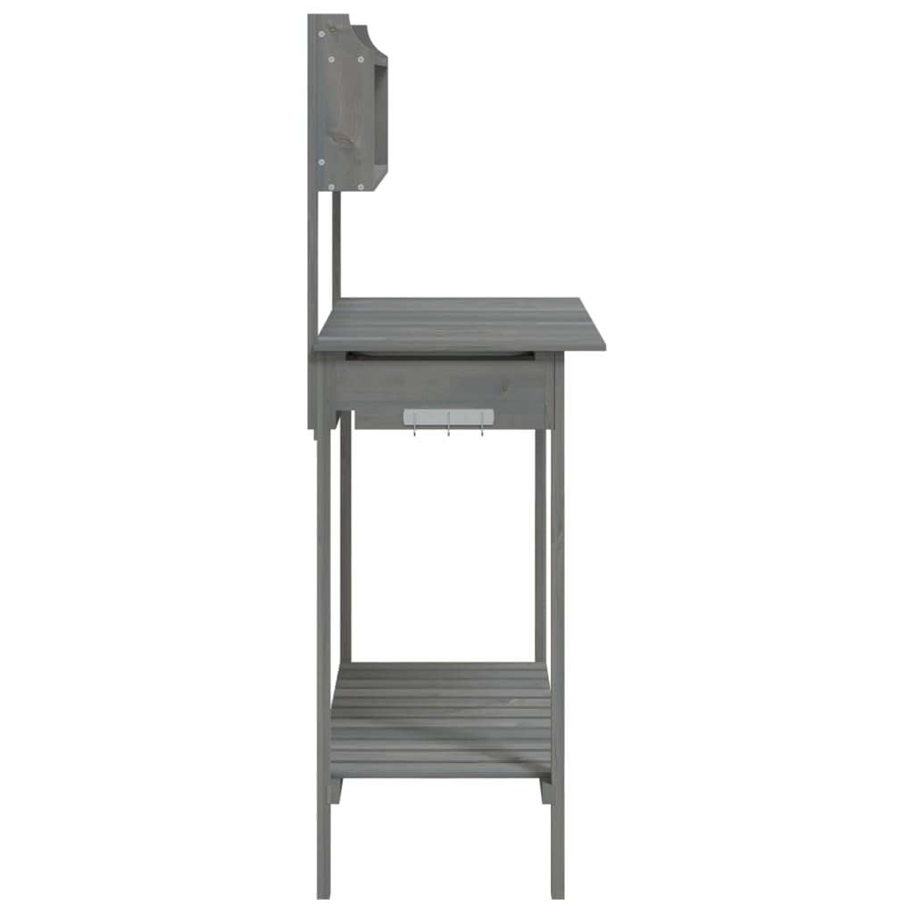 vidaXL Mesa para macetas con Fregadero Abeto Gris 147,5x44x139,5 cm, Mesa de plantación, Banco para macetas, Banco para macetas al Aire Libre
