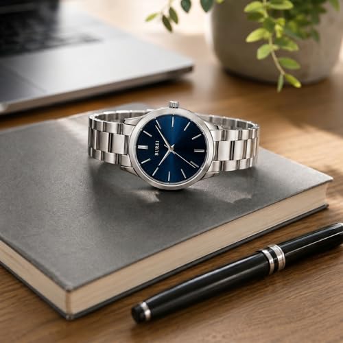 Image of BUREI Men's Wrist Watch, Analog Stainless Steel Dress Waterproof Quartz Watch for Men with Japanese Movement,Refined Gifts for Men, Boyfriend, Husband, Dad