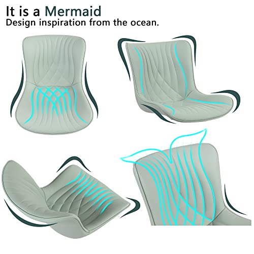 Youtaste Office Chair Modern Armless Desk Chair, Height Adjustable Swivel Rocking Computer Task Chair, Faux Leather Sewing Chair With Wheels, Stylish Lounge Vanity Chair,Mint Green #TOP3