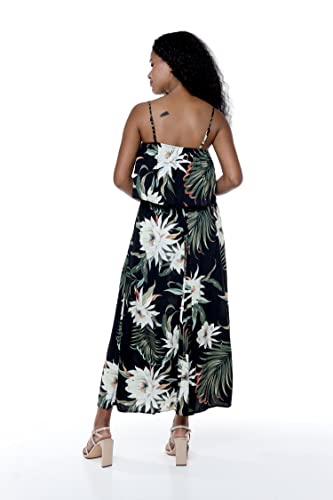 Image of Family Matching Hawaiian Clothes, Wispy Cereus Black | Lightweight 100% rayon • Family matching outfits • Tropical floral print • Beach vacations • Luaus • Cruises • Family photos