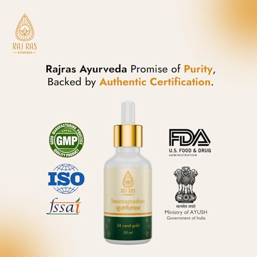Image of Swarnaprashan Drops for Kids 30ml | 24K Gold Immunity Booster with Swarna Bhasma & Honey | Ayurvedic Suvarnaprashan for Brain Development, Memory, Growth & Digestion | For Children 1-16 Years