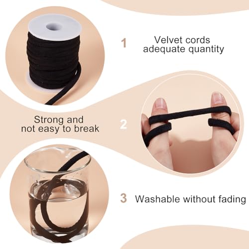 OLYCRAFT 11 Yards 8mm Soft Velvet Round Cord Black Velvet Cord String Velvet Ribbon Velvet Craft Thread Cord Trim with Spool for Choker Necklace Jewelry Making Sewing Accessories Christmas Wrapper - Image 4