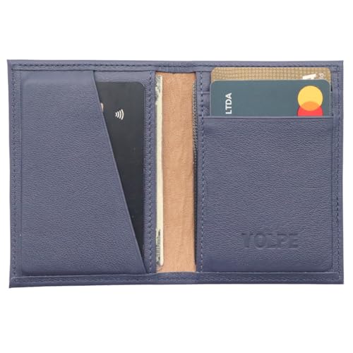VOLPE Slim Wallet Genuine Leather for Men and Women (Blue)