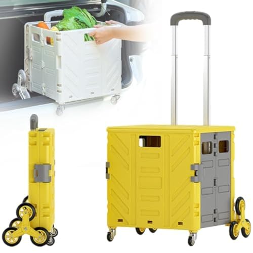 Carrito plegable resistente con tapa, capacidad de 50 kg, mango telescópico, ruedas de 360°, escalador, viajes, camping, carrito de compras