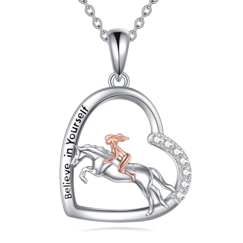 Animal Necklace 925 Sterling Silver Panda/Koala/Horse/Fox/Squirrel/Giraffe/Dachshund Heart pendant Necklace Animal Jewelry Gift for Women Animal Lovers