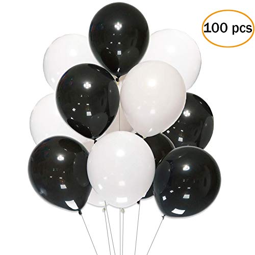12 Inch White Black Balloons,100 pcs 12Latex Balloons for Party Decoration Birthday Wedding Photo Shoot Event Graduation Party Christmas Baby Party 2.8 g/pc