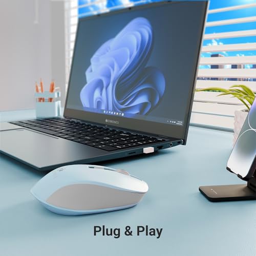 Image of ZEBRONICS Zeb-Jaguar Wireless Mouse, 2.4GHz with USB Nano Receiver, High Precision Optical Tracking, 4 Buttons, Plug & Play, Ambidextrous, for PC /Mac /Laptop (Light Blue+Grey)