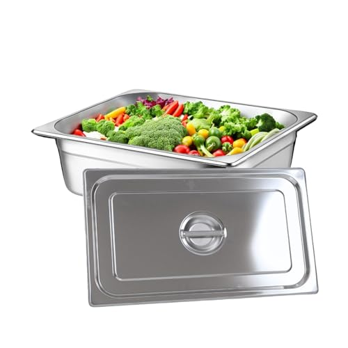 Image of HS Stainless Steel GN Pan Half Size 1 /2 200mm Depth 11L Capacity Anti-Jam Design 100% BIS Certified Raw Material European Standard Made in India 32.5 x 26.5 x 20 cm Professional Kitchen Grade