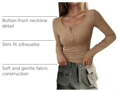 Image of PRETTYGARDEN Women's Fall Long Sleeve Henley T Shirts