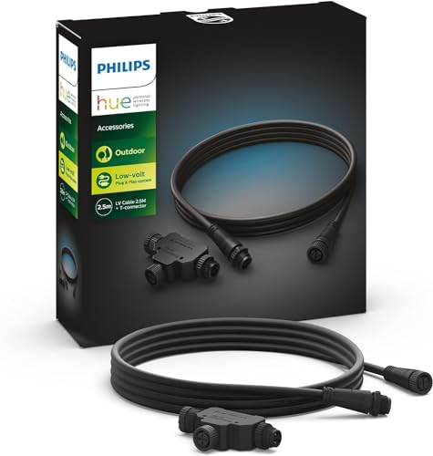 Philips Hue Cavo di estensione per esterni, 2,5 m + T-Part, Nero