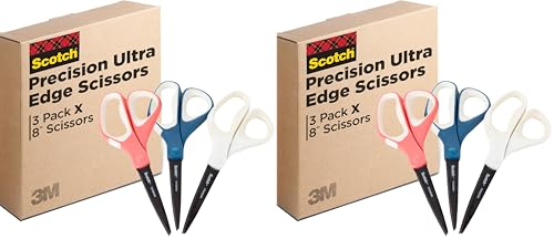 Image of Scotch Brand Precision Ultra Edge Scissors, Left- or Right-Handed, 8 Inch, 6-Pack