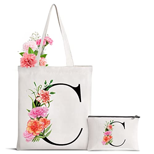 Letter Initial Canvas Tote Bag Personalized Present Bag Gift for ...