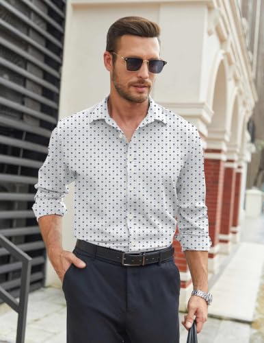 Image of COOFANDY Mens Stretch Dress Shirts Long Sleeve Button Down Shirt Regular Fit Formal Business Shirts