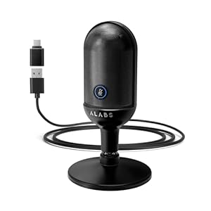 ALABS USB Microphone,Condenser Podcast Microphone for Computer,Mac,Smartphone,Plug&Play Gaming Mic with LED Quick Mute,1/8″ Headphone Monitor Jack,for Recording,Singing,YouTube,Tiktok
